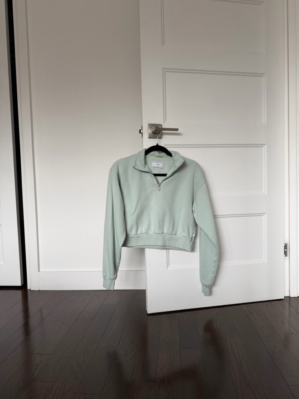 aritzia zip up mint color sweatshirt